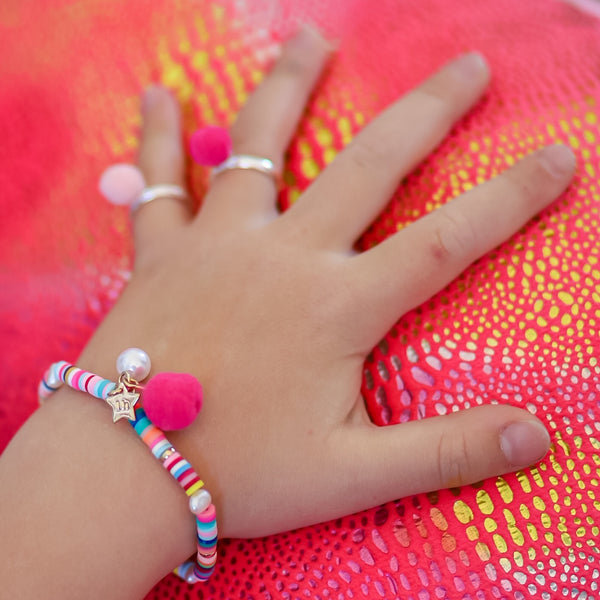 Lauren Hinkley - Rainbow Bracelet with Pom Pom and Pearl