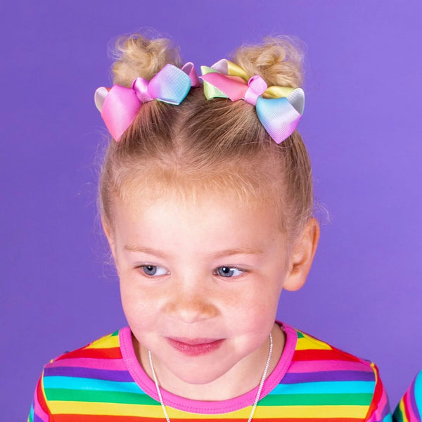 Lauren Hinkley - Small Grosgrain Pastel Rainbow Bows - Set of 2