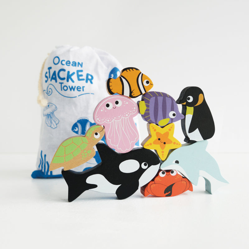 Le Toy Van - Petilou Ocean Stacking Animals and Bag