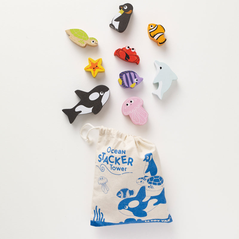 Le Toy Van - Petilou Ocean Stacking Animals and Bag