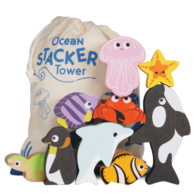 Le Toy Van - Petilou Ocean Stacking Animals and Bag