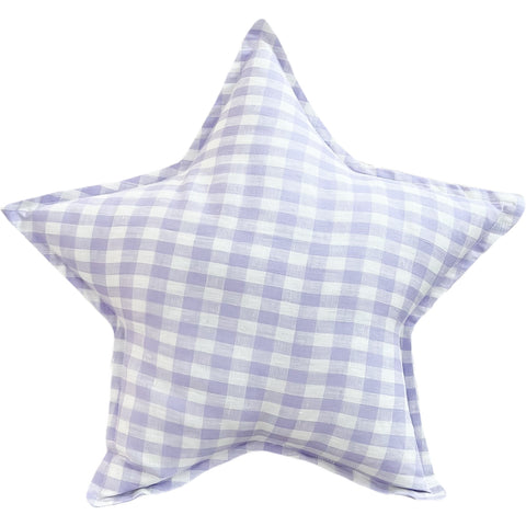 Lilac Gingham Star Cushion - Little Bambino Bear