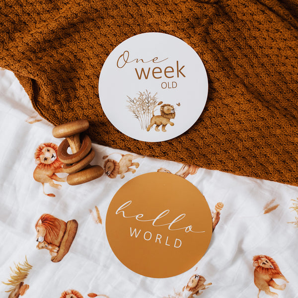 Snuggle Hunny Kids - Lion and Sunrise Reversible Milestone Cards