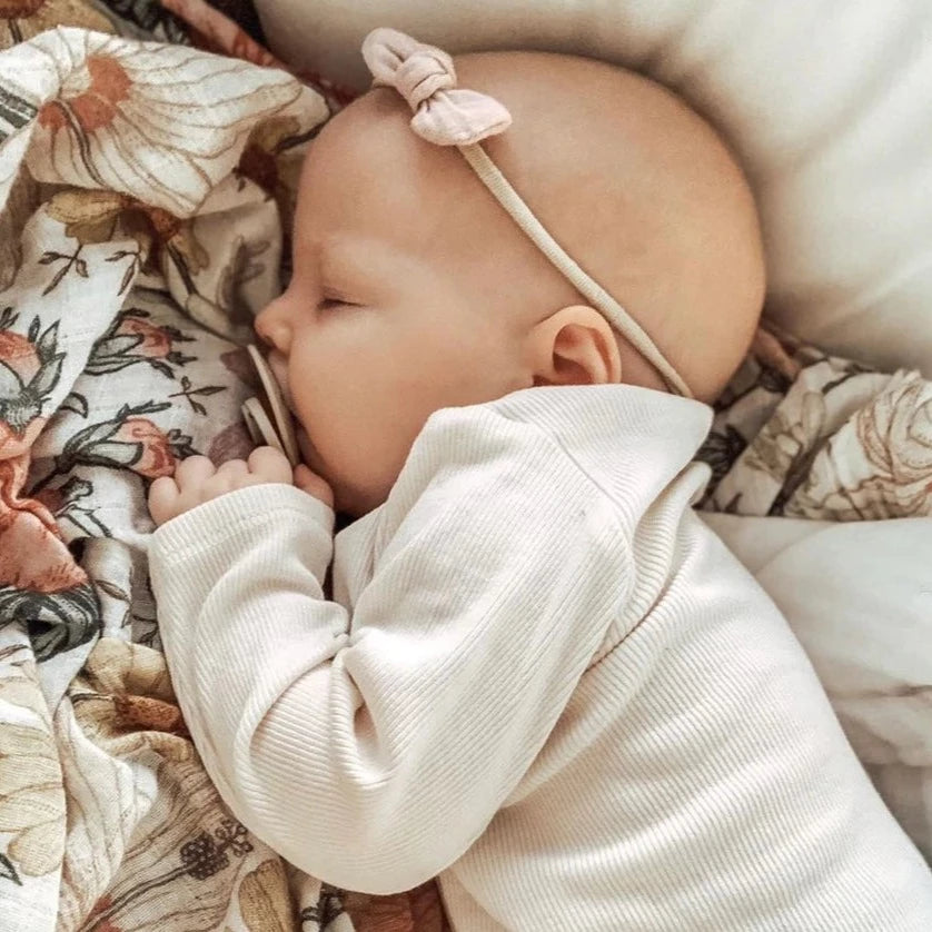 Mae and Rae - Blush Linen Bow