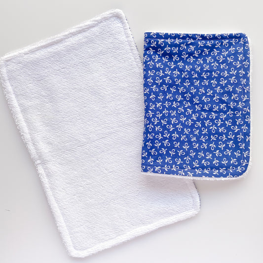 Mini Blue Floral Burp Cloth - Little Bambino Bear