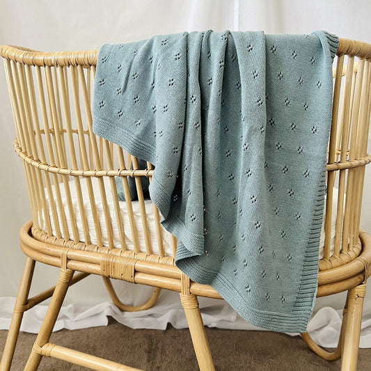 Mini & Me - Heirloom Baby Blanket - Island Blue