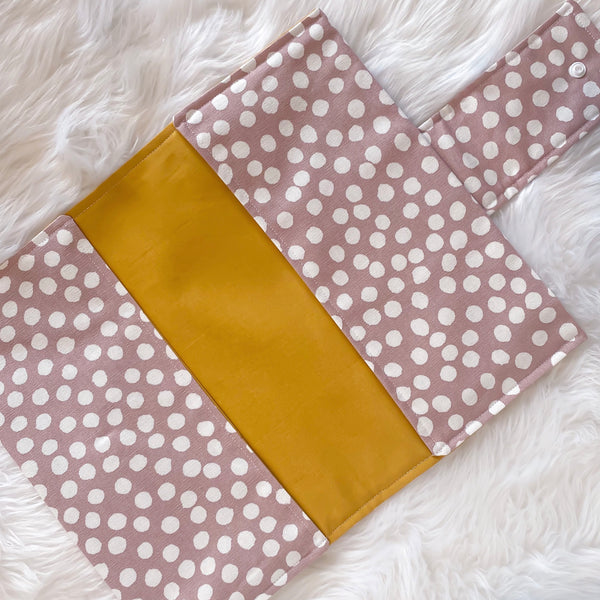 Nappy Clutch - Dusty Pink Spot with Mustard Inner
