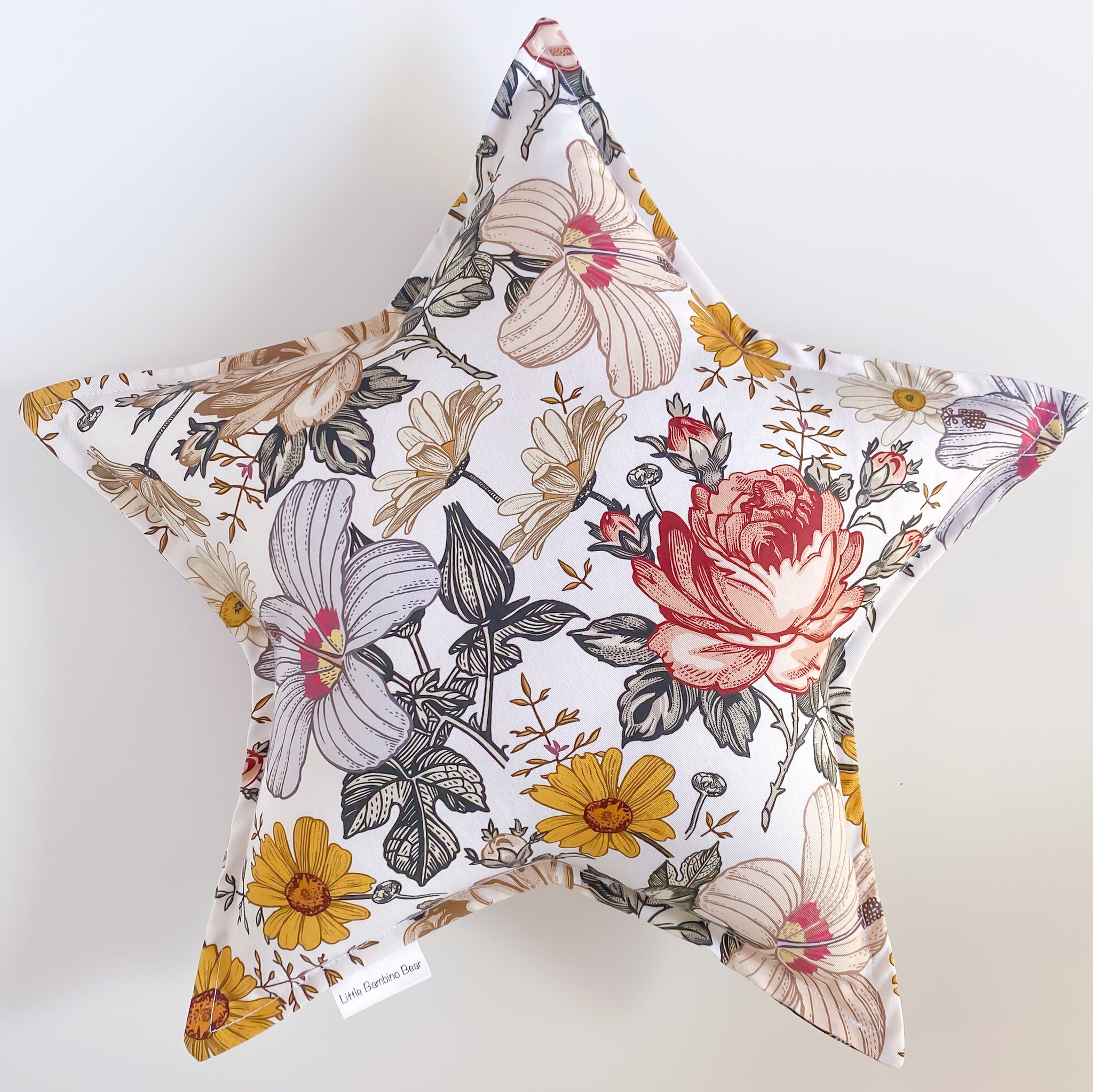 Rust Floral Star Cushion | Little Bambino Bear