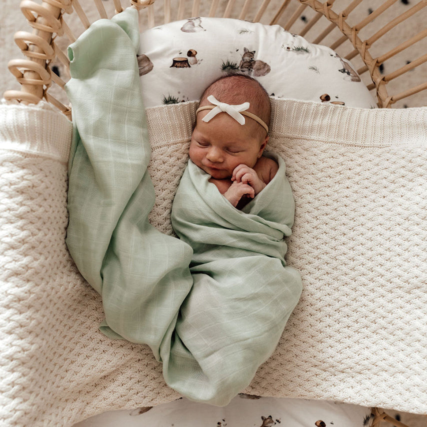 Organic Muslin Wrap - Honeydew - Snuggle Hunny Kids