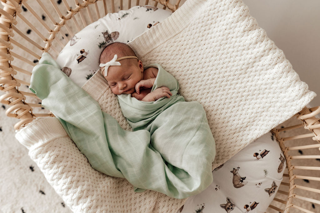 Organic Muslin Wrap - Honeydew - Snuggle Hunny Kids