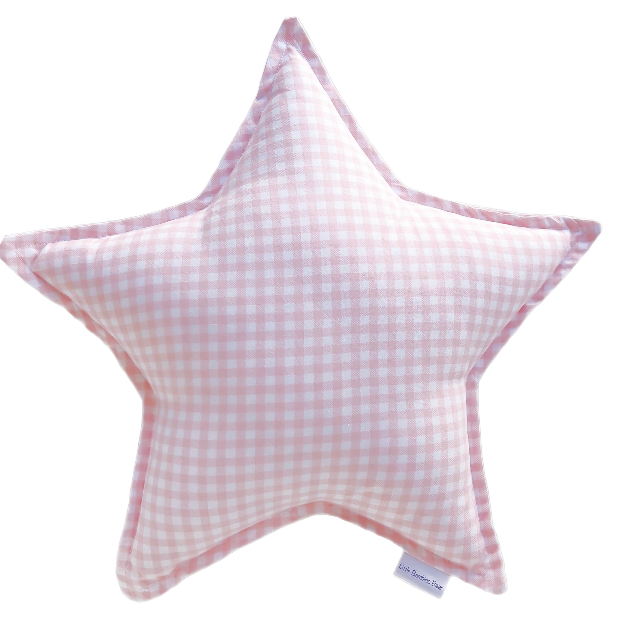 Pink Gingham Star Cushion - Little Bambino Bear