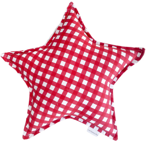 Red Gingham Star Cushion - Little Bambino Bear