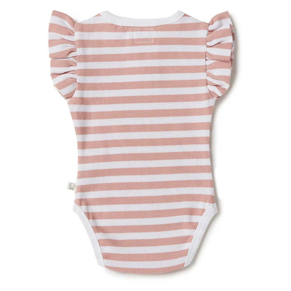 Snuggle Hunny Kids - Rose Milk Stripe Short Sleeve Organic Bodysuit