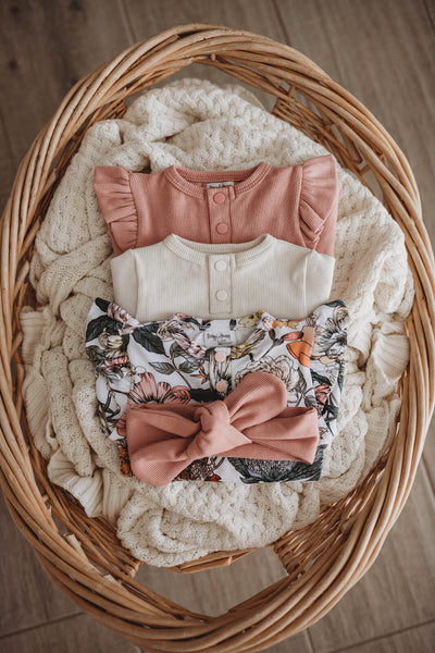 Rose Ribbed Topknot - Snuggle Hunny Kids