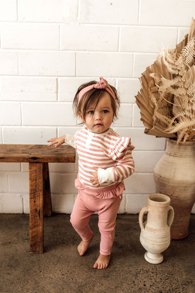 Snuggle Hunny Kids - Rose Stripe Long Sleeve Bodysuit