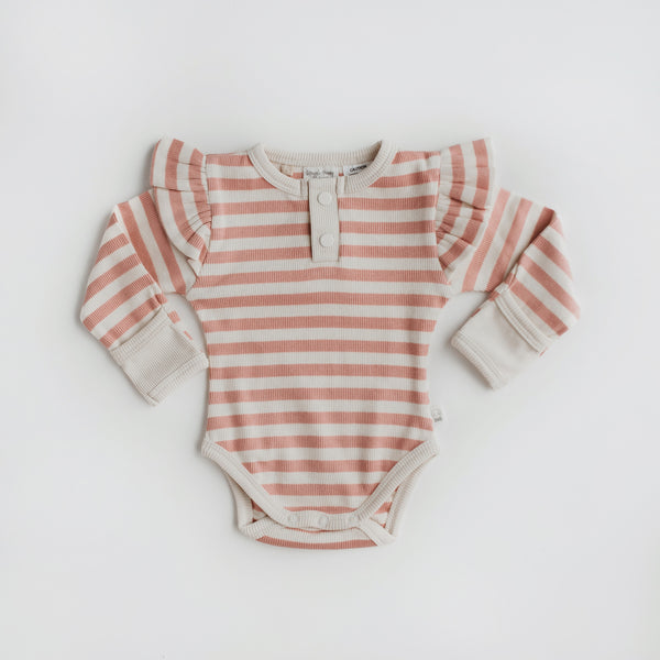 Snuggle Hunny Kids - Rose Stripe Long Sleeve Bodysuit