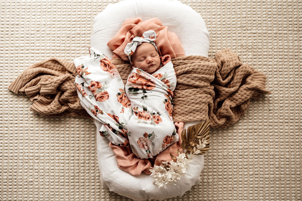 Snuggle Hunny Kids - Jersey Wrap and Topknot Set - Rosebud