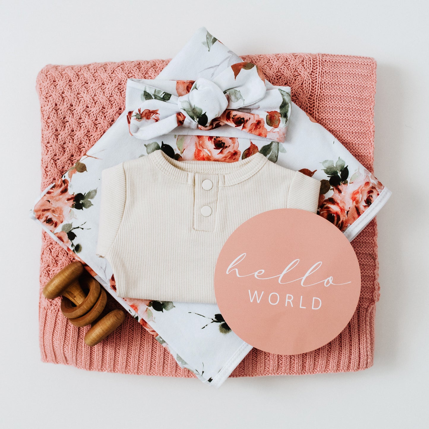 Snuggle Hunny Kids - Jersey Wrap and Topknot Set - Rosebud