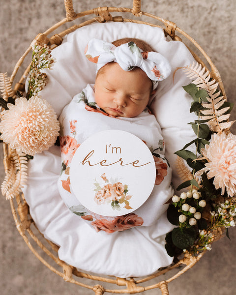 Snuggle Hunny Kids - Jersey Wrap and Topknot Set - Rosebud