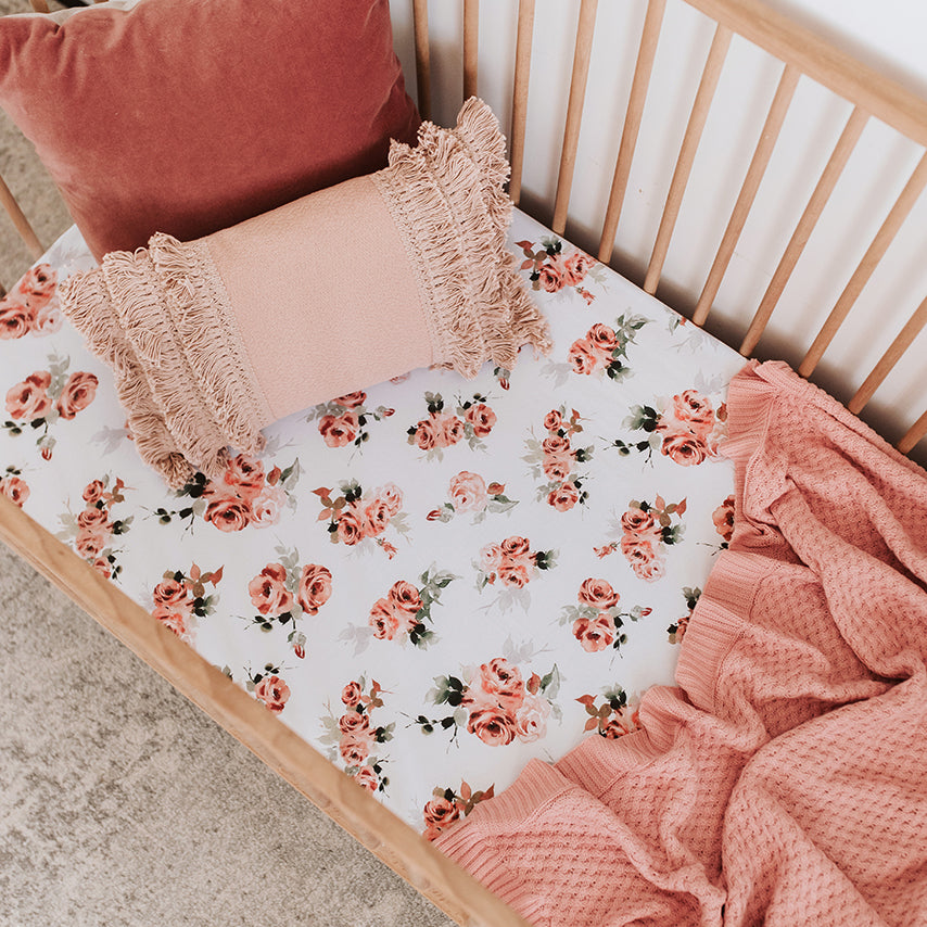 Snuggle Hunny Kids - Fitted Cot Sheet - Rosebud