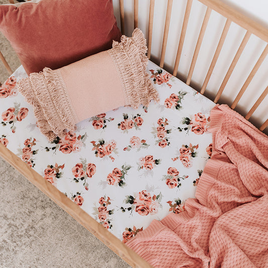Snuggle Hunny Kids - Fitted Cot Sheet - Rosebud