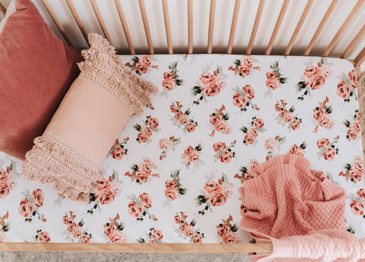 Snuggle Hunny Kids - Fitted Cot Sheet - Rosebud