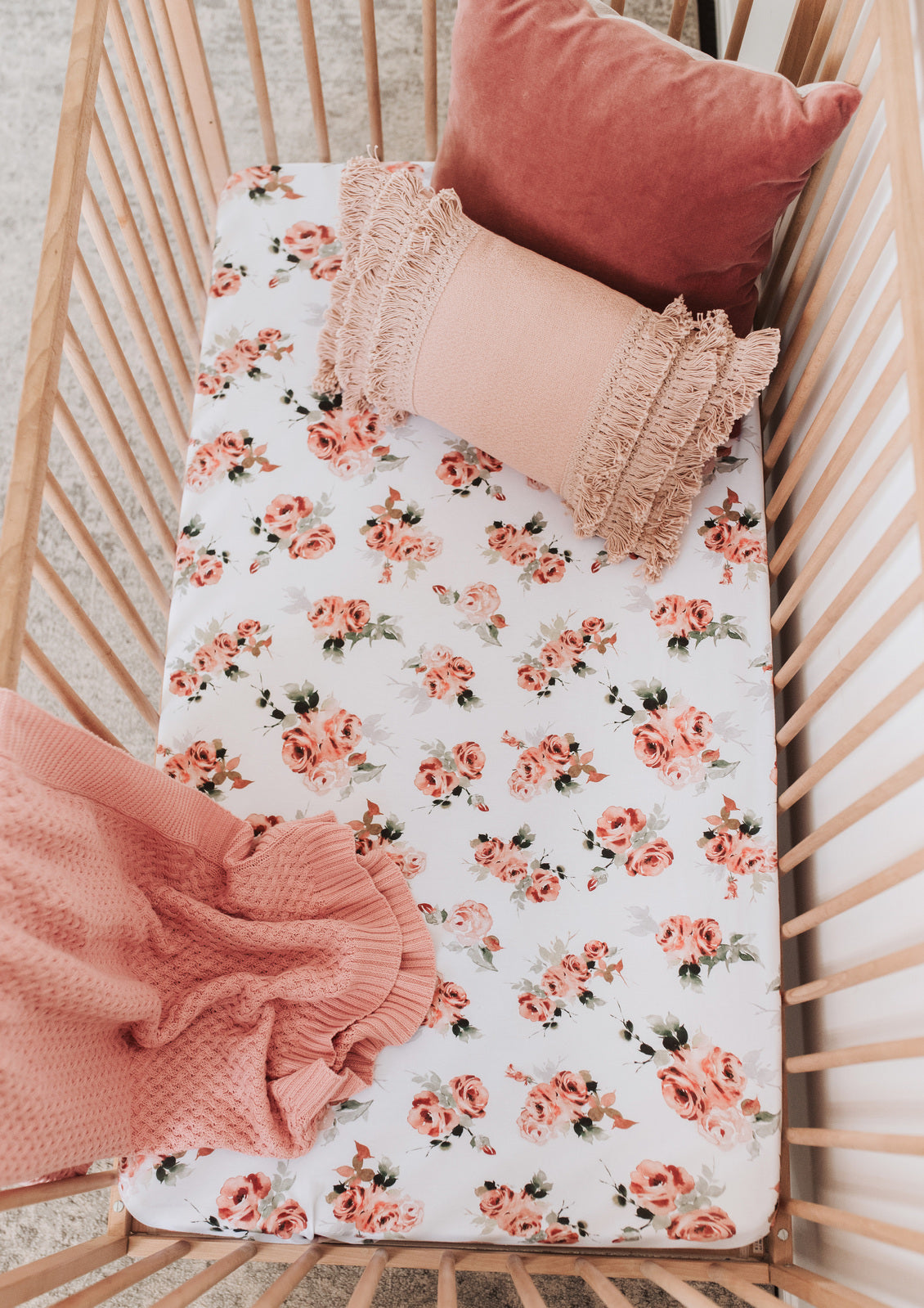 Snuggle Hunny Kids - Fitted Cot Sheet - Rosebud