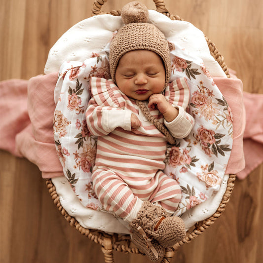 Snuggle Hunny Kids - Rose Stripe Growsuit