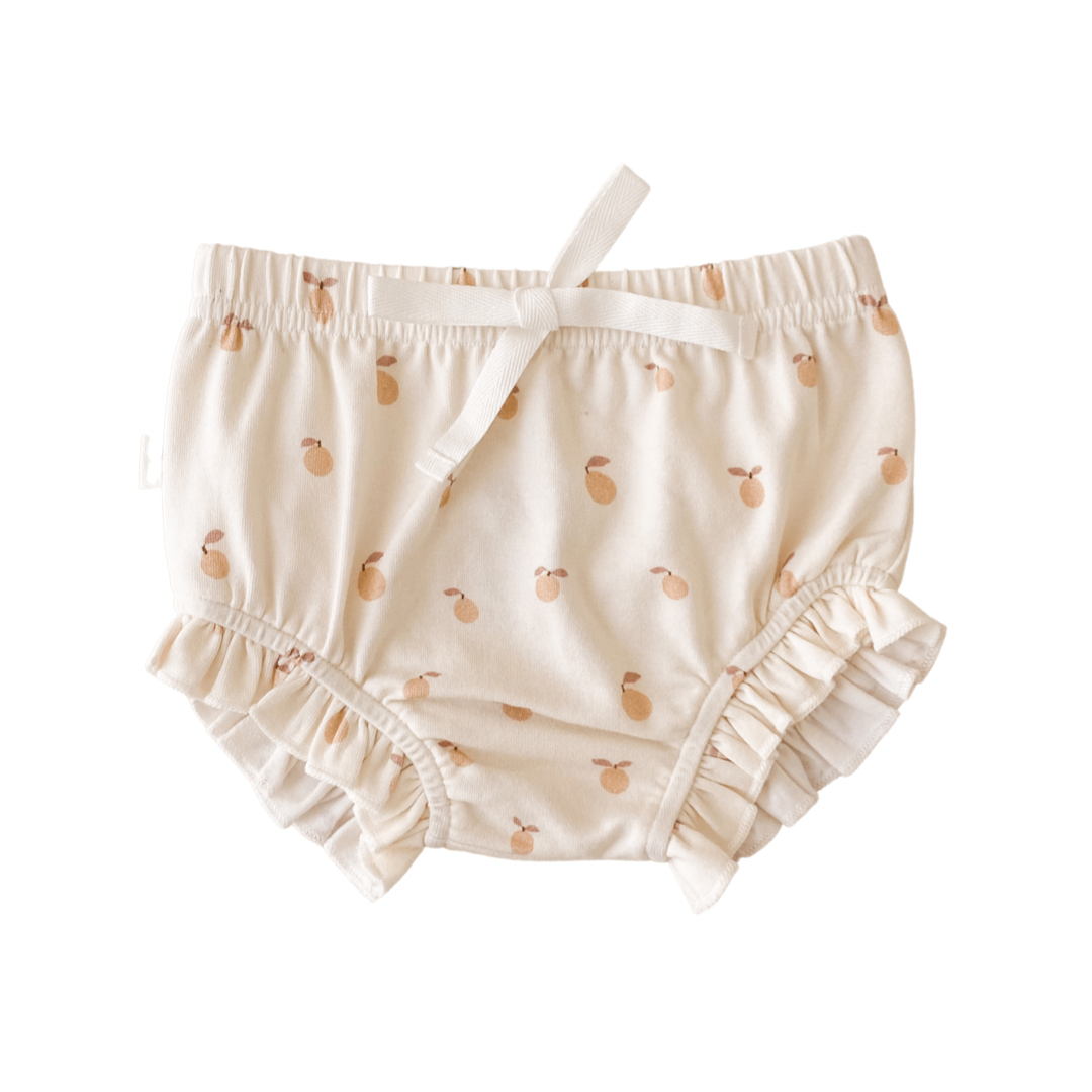 Organic Cotton Ruffle Bloomers - Peach Print