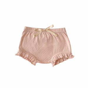 India and Grace - Organic Cotton Pointelle Ruffle Bloomers - Peony Pink