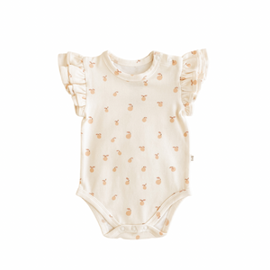 India and Grace - Organic Cotton Ruffle Suit - Peach Print