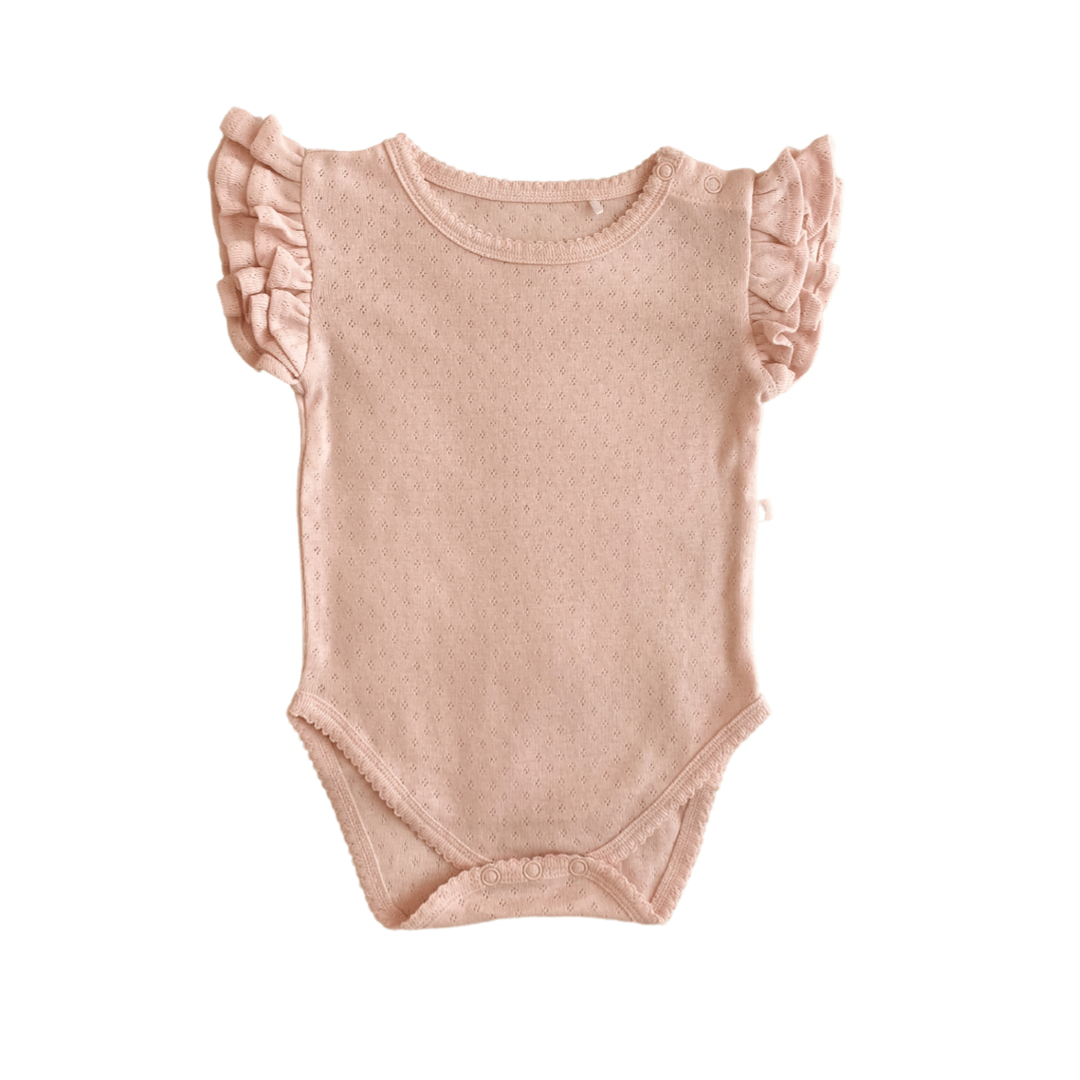 India and Grace - Organic Cotton Ruffle Suit - Peony Pink