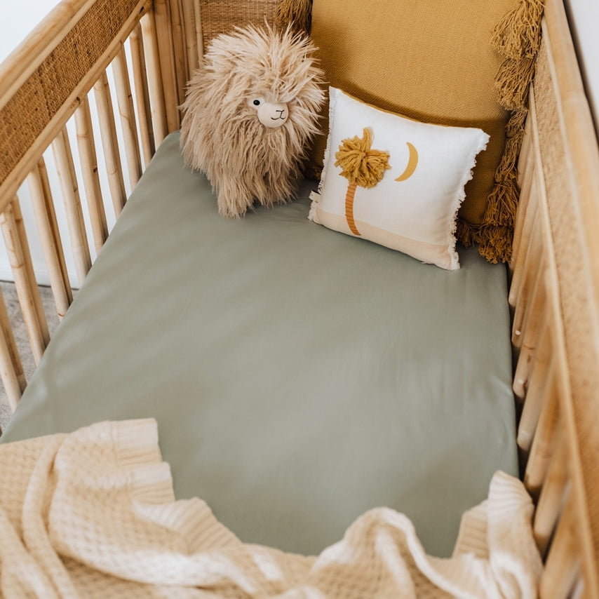 Sage Fitted Cot Sheet | Snuggle Hunny Kids