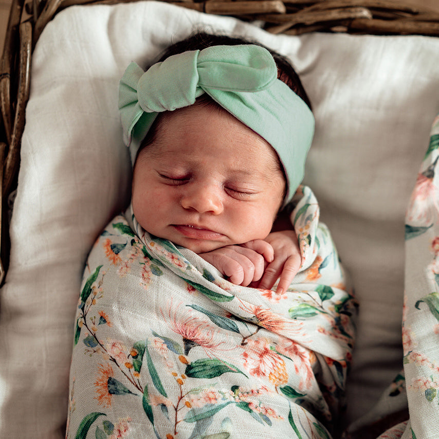 Sage Topknot Headband | Little Bambino Bear