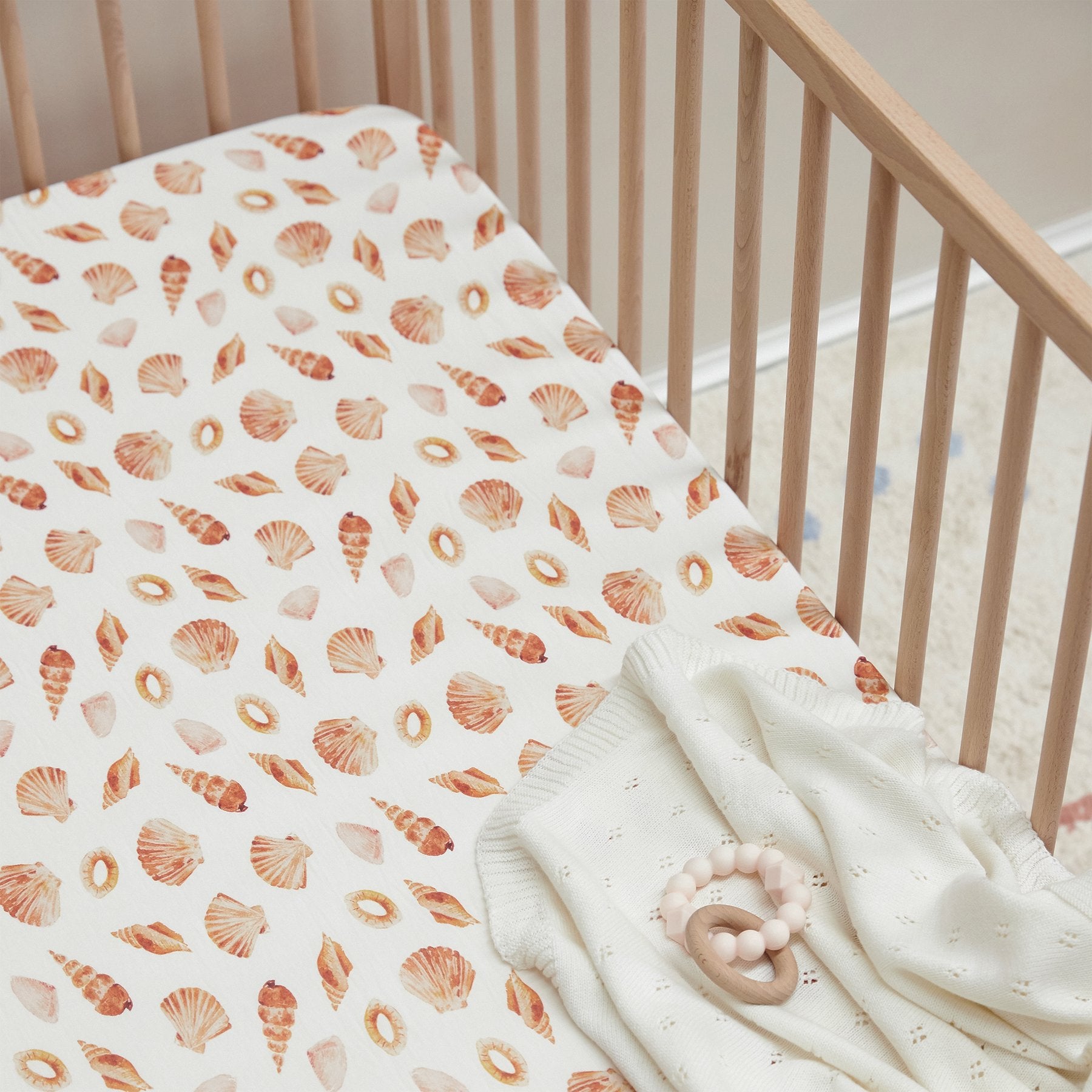 Mulberry Threads Jersey Fitted Cot Sheet - Shells