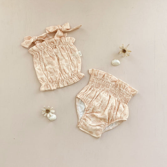 India and Grace - Shirred Ruffle Set - Seashell