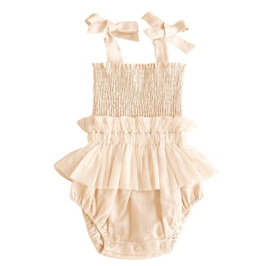 India and Grace - Shirred Tutu Romper - Creamy Ivory