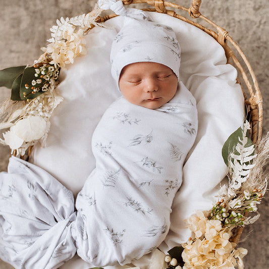 Snuggle Hunny Kids - Jersey Wrap & Beanie Set - Silver Gum