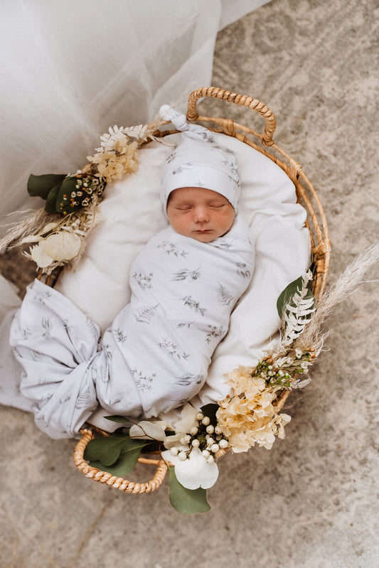 Snuggle Hunny Kids - Jersey Wrap & Beanie Set - Silver Gum