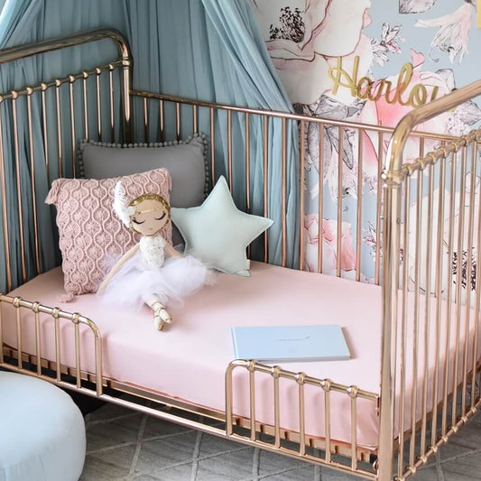 Fitted Cot Sheet - Lullaby Pink - Little Bambino Bear