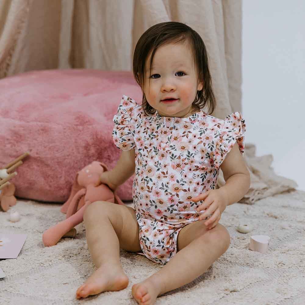 Snuggle Hunny Kids - Spring Floral Short Sleeve Organic Bodysuit