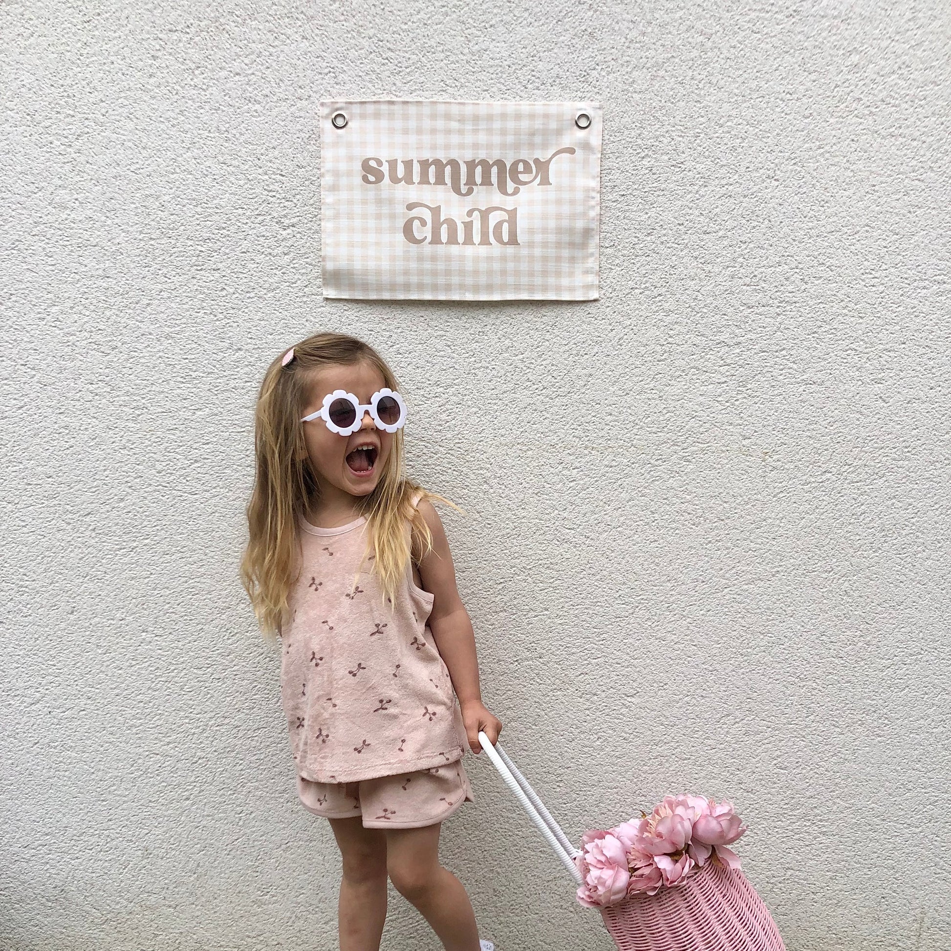 Leonie and the Leopard - Summer Child Check Wall Banner