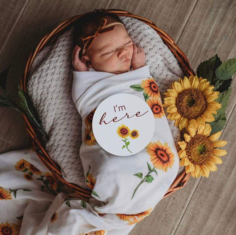 Sunflower & Bronze Milestone Cards | Little Bambino Bear
