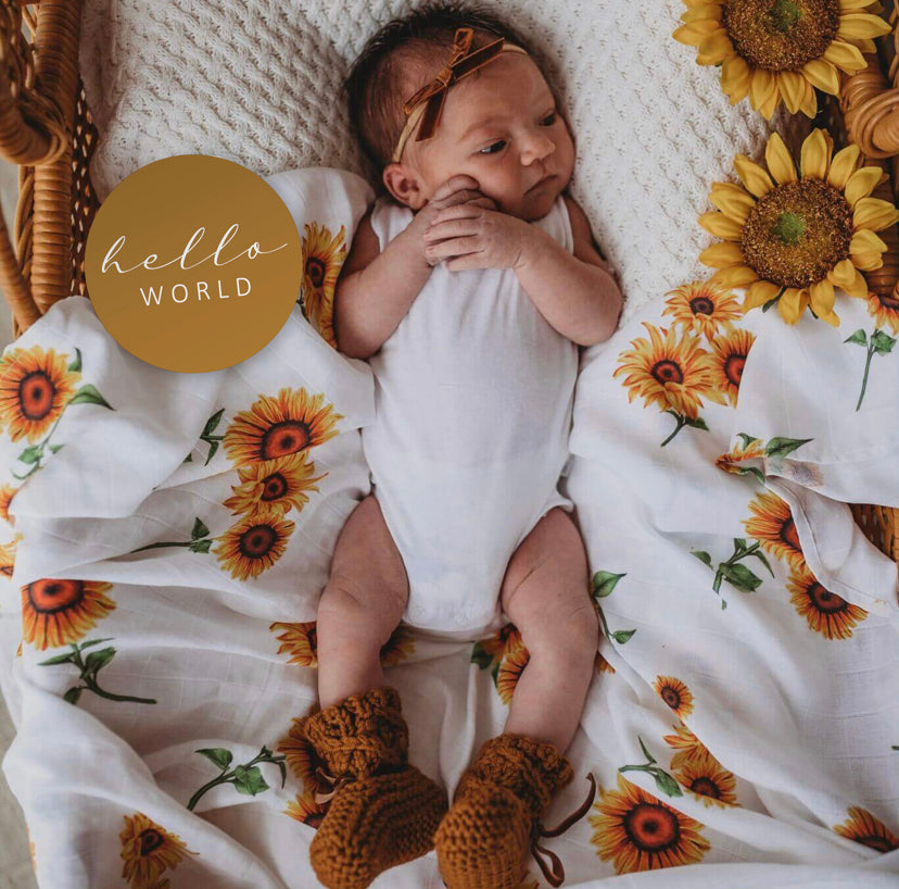 Sunflower & Bronze Milestone Cards | Little Bambino Bear