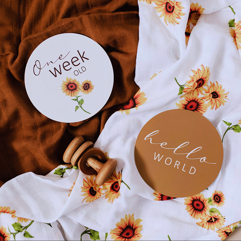 Sunflower & Bronze Milestone Cards | Little Bambino Bear