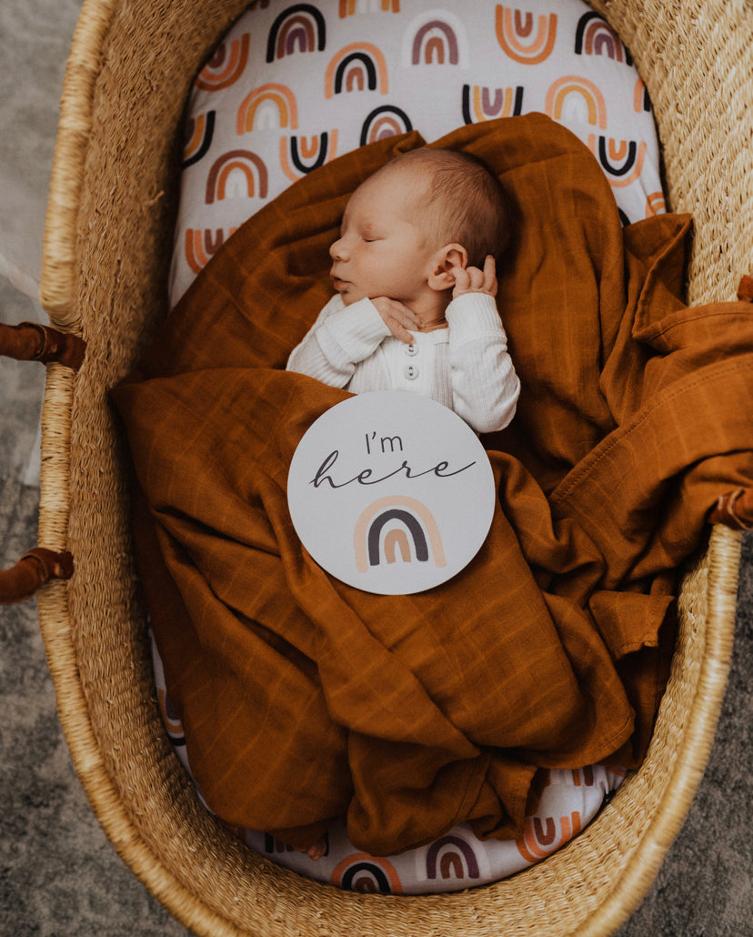 Sunset Rainbow & Silver Milestone Card | Little Bambino Bear