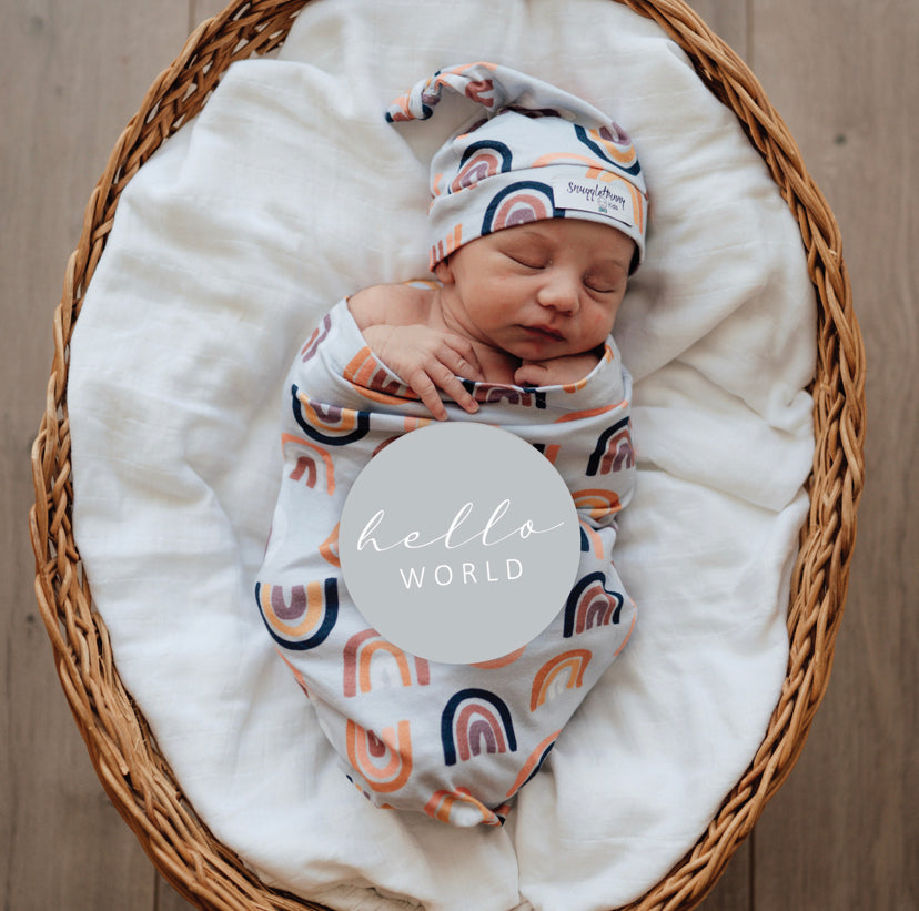 Sunset Rainbow & Silver Milestone Card | Little Bambino Bear