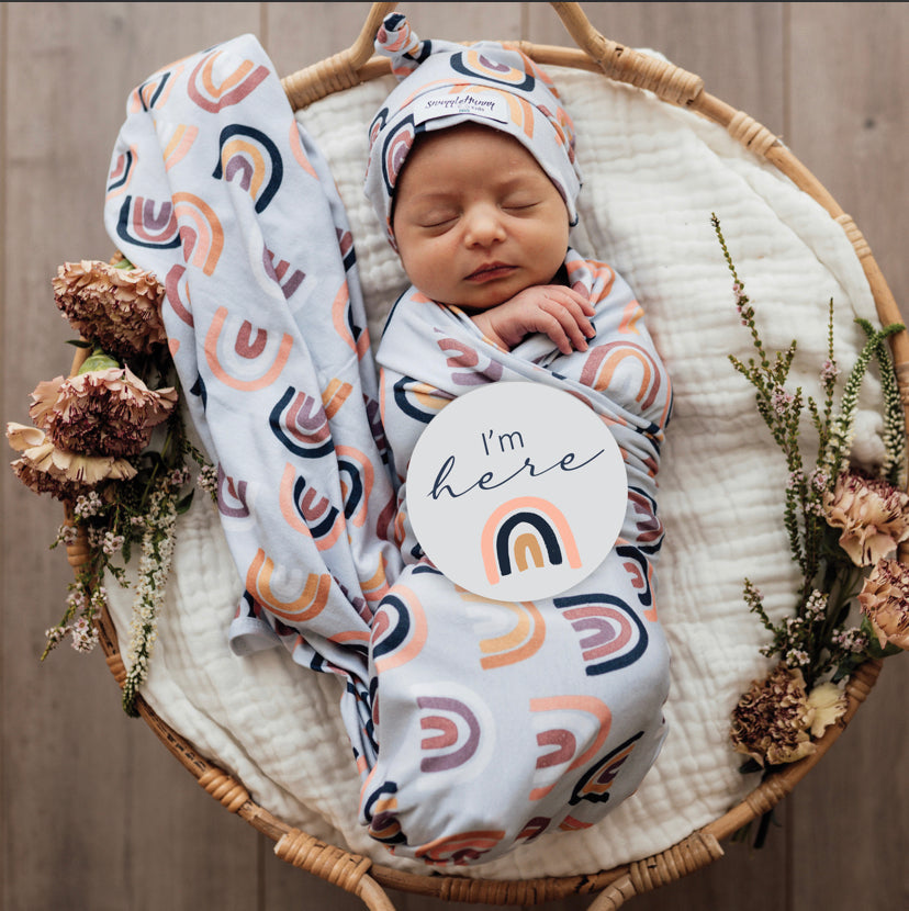 Sunset Rainbow & Silver Milestone Card | Little Bambino Bear