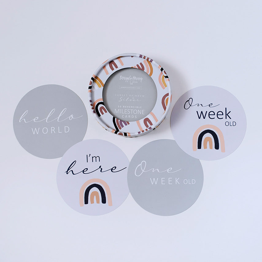 Sunset Rainbow & Silver Milestone Card | Little Bambino Bear