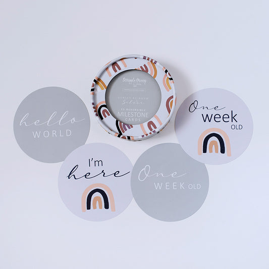Sunset Rainbow & Silver Milestone Card | Little Bambino Bear
